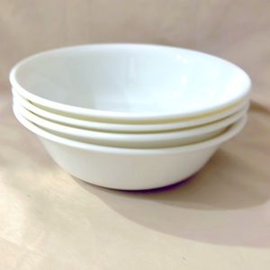 Brand New Corelle Set of Four White 6.25” Cereal Bowls. Made in USA. A1709.